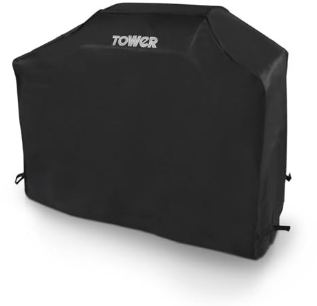 Tower Grande Housse de Barbecue – Housse de Barbecue à gaz Robuste, imperméable et Coupe-Vent, résistante aux UV, Noire (124 x 140 x 47 cm)