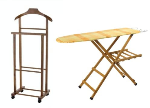 Juego de 1 tabla de planchar + 1 portador de nuez, madera de haya, servo mudo y tabla para planchar