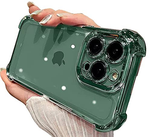Casechics Compatible with iPhone Case,Crystal Electroplated Bumper Corner Protection Transparent Clear Soft Shockproof Cover Phone Case (Green,iPhone 12 Pro)