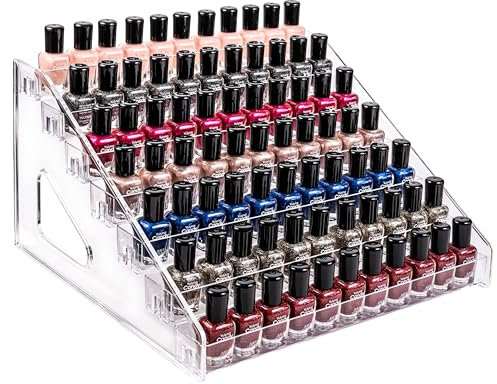 Pero Pero Nail Polish Organizer Acrylic Display Rack for Nail Polish Holder Sunglasses Organizer Essential Oils Holder Clear Eyeglasses Display Case Makeup Organizer