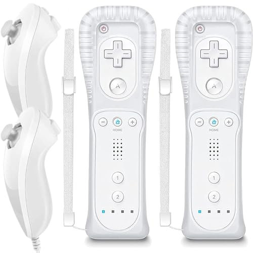 Telecomando Wireless Wii Controller Remote Plus Con Nunchuck e Cinturino in Silicone per Wii/Wii U (Senza Motion Plus)