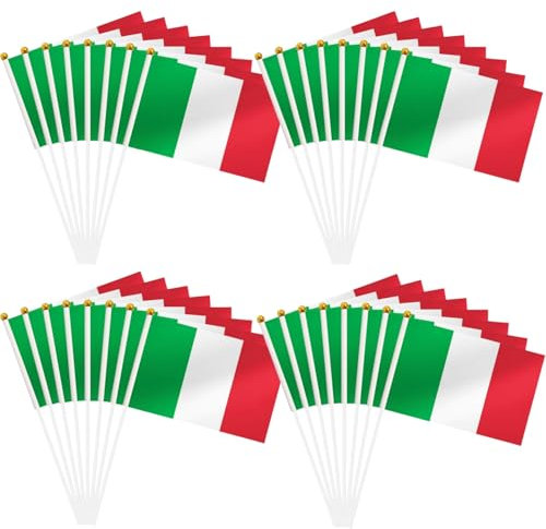 50 Petit Drapeau Italie Agité À La Main Mât De En Plastique Italien Pour Le Soutien À La Compétition Internationale Allemagne Fête D'anniversaire Décoration De Mariage Jardin D'école Mini Drapeau