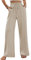 ALSOGO Weite Hose Damen Elegant Breite Hosen High Waist Lose Sommer Palazzo Hose Dehnbar Lounge Lang mit Taschen Apricot XL