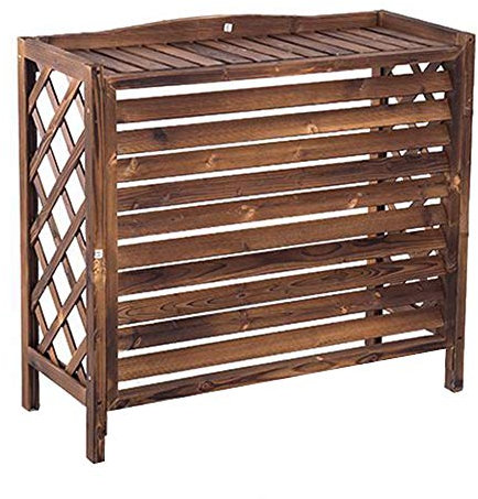 LAMEDOAT Hölzernes Klimaanlagen-Gestell, Außenabdeckung der Klimaanlage, freistehendes Pflanzen-Blumen-Gestell, Lamellendekoration, regenfester Sonnenschutz