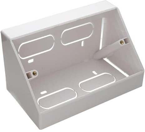 DOUBLE 2 GANG DESK MOUNT ANGLED BACK BOX FOR 146MM X 85MM FACEPLATES WHITE (1)