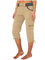 3/4-Hose für Damen, große Größe, lässig, schick, Cargo, Jogginghose, locker, Caprihose, mit Taschen, Sommer, modisch, kurz, bequem, fließend, elastischer Bund, Caprihose, 01_Khaki, XX-Large