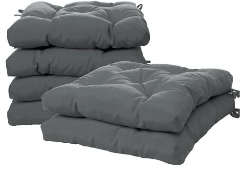Viste tu hogar Pack 6 Cojines para Silla, 40x40x5 CM, Efecto Tridimensional, Relleno de 100% Poliéster, Ideal para Comedor, Terraza, Salón y Restaurante, Color Gris Oscuro, Fabricado en España