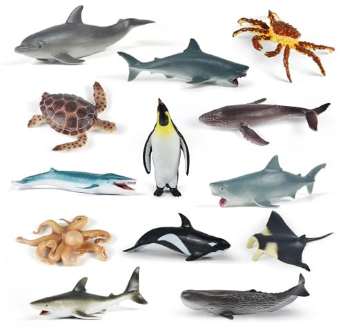 LXONTSG Jouets Animaux Océan, 12 Pièces Figurines d'animaux Marins, Figurines Animaux Océan Jouet, Jouets Réalistes Mer Figurine, Figurine D'océan, Plastique Océan Animaux, Petit Océan Animaux