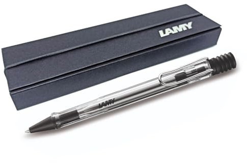 LAMY safari Kugelschreiber mit ergonomischem Griff & Strichstärke M - für angenehm langes Schreiben - aus robustem ASA Kunststoff - inklusive Großraummine M 16 (Geschenkbox, Vista (Klar))