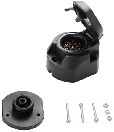 Feuunly Enchufe de Remolque de 7 Pines Hembra, 12V Impermeable Conector Remolque 7 Pines Hembra con Junta de Goma, Conector Enchufe de Remolque para Camión RV Caravana Coche