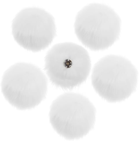 Faux Fuchs Pelz Pompom Flauschige Pompom Ball abnehmbare Weiße Pom Pom mit Druckknopf Christmas Pom Pom für Mützen, Schuhe, Schals, Taschen, Schlüsselanhänger (4,3 Zoll/11 cm)