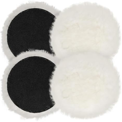 Husalsea 4 Stück Wollpolierpads, Glaspolitur Set, Polierpads 125mm für Akkuschrauber, Auto Politur Set mit Polieraufsatz, Polierräder für Auto, Glas, Metall und mehr, Hochwertige Polierscheiben