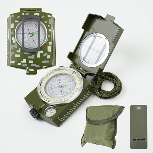 Kompass Outdoor aus Metall mit Sichtlinse, Lineal, Multi-in-1-Werkzeug und Pfeifen.Compass,Kompass Kinder,multifunktionaler Orientierungslauf Kompassfür Kartenlesen, Navigation, Wandern, Abenteuer