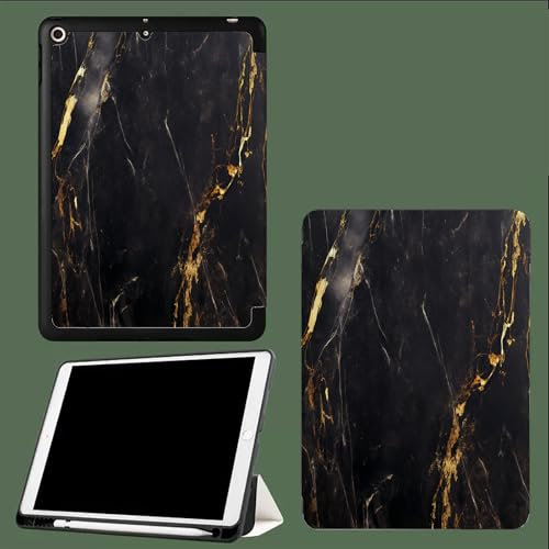 Gold Textur Hülle Kompatibel mit für iPad 10,2 Zoll 2021/2020/2019 (9/8 / 7 Generation), Ultra Schlank Superleicht Ständer Schutzhülle Cover mit Auto Schlaf/Wach Funktion Marmor