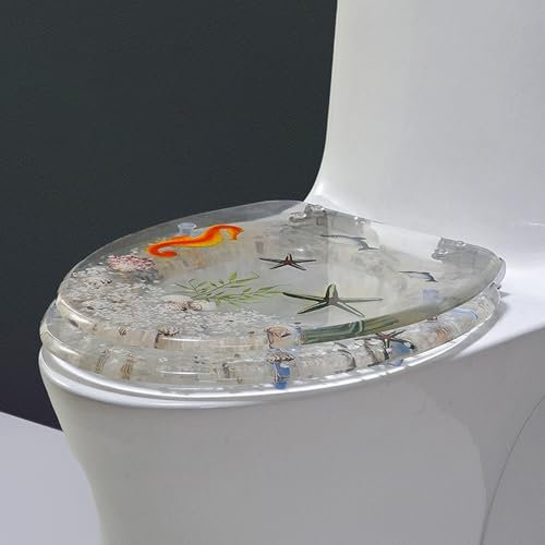 Unikicool Resin Toilet Seat,Toilet Lid,Quick Release Toilet Seat,Transparent Resin Toilet Seat,Bathrooms Resin Toilet Seat,Decorative Toilet Seat,Glitter Toilet Seat,Stable Hinges,Comfortable