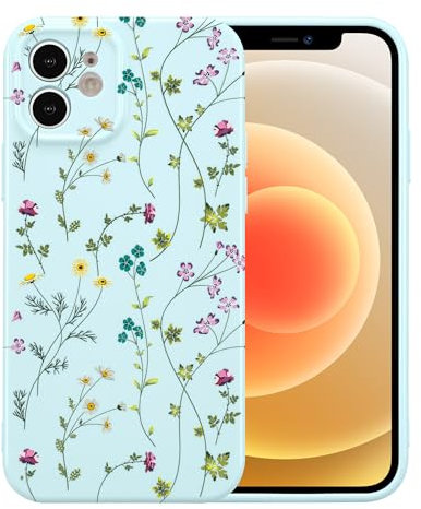 RALEAVO Flower Case for iPhone 11 (6.1”), Girls Floral Silicone Shockproof Case Cover with Cute Patterns Protective Case for iPhone 11-Blue