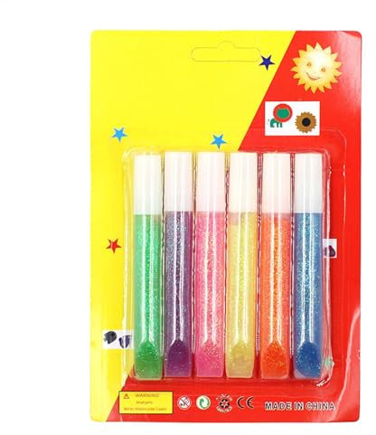 Nevalerra Penne adesive glitterate – Colla artificiale glitterata, 6 pezzi di colla artificiale e paste, colla glitterata, stick di colla colorata,
