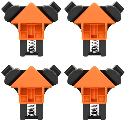 4 Pack Plastic Corner Clamp, 90 Degree Right Angle Clamp for Woodworking, Adjustable Spring Loaded