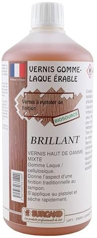 VERNIS GOMME LAQUE ERABLE BRILLANT / VERNIS DE FINITION MIXTE CELLULOSIQUE-GOMME LAQUE (1 L)