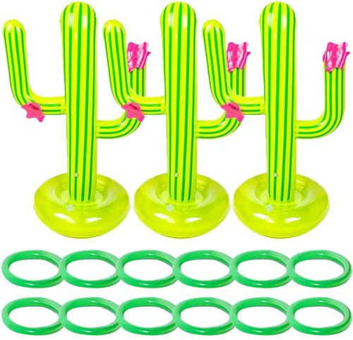 POPETPOP 3ensembles Anneaux Gonflables Cactus Jeux Adresse pour Plage Et Piscine Jouets Flottants Décoration Fête