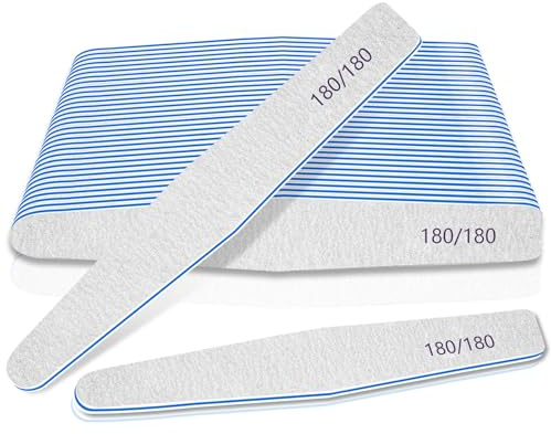 Nail File and Buffer Set, Nail Styling Tools, 180/180 Grit 12 Count Nail Files for Acrylic and Gel Nails, Washable Reusable Emery Boards for Nails