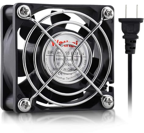 Wathai AC 60mm Lüfter 230V 220v Einbaulüfter 60x60x25mm Doppelkugellager-Lüfter ohne Bürsten Kühlung EC 80V- 240V für Computergehäuse, Kühlschrank oder Wohnmobil