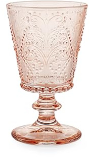 H&H Set 4 Calici Garden in Vetro Lavorato Rosa Antico 25 cl – Eleganti, Resistenti e Lavabili in Lavastoviglie