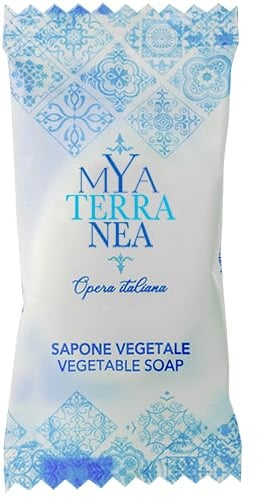 SAPONETTA MONOUSO da 10 gr, Confezione da 600 pezzi, Linea Cortesia Mya Terranea adatto Per qualisasi camera Hotel o B&B