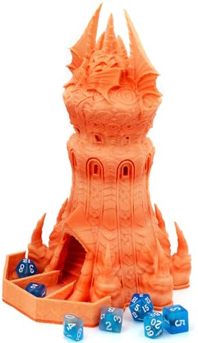 3D-gedruckter Würfelturm für Dungeons and Dragons Spiele, Würfelspirale Treppe, Schloss Würfelturm für Miniatur-Würfel, Tisch-RPGs, Kriegsspiel-Landschaft