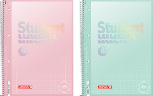 BRUNNEN Collegeblock Premium Student „Pastell“ | A4, Lineatur 28, 80 Blatt, 1 Stück