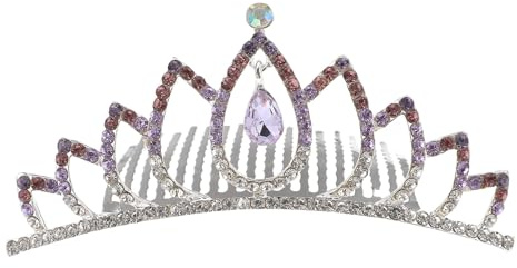 Lurrose Brautkrone Kamm Damen Tiara Haarschmuck Strass Legierung Violett Kronenkamm für Hochzeit Party Feier