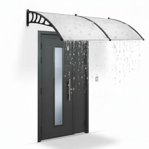 Mucola Vordach für Haustür Pultvordach 240x90 cm Kunststoff transparent | Überdachung mit pulverbeschichteten Halterungen, wetterfest, UV-beständig, vergilbt nicht, schützt vor Regen, Schnee, Hagel