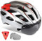 KINGLEAD Fahrradhelm Herren Damen Fahrradhelm mit Visier MTB Fahrradhelm mit Licht Helm Fahrrad mit Magnetischem Visier,Verstellbarer Leichter Rennrad Helm