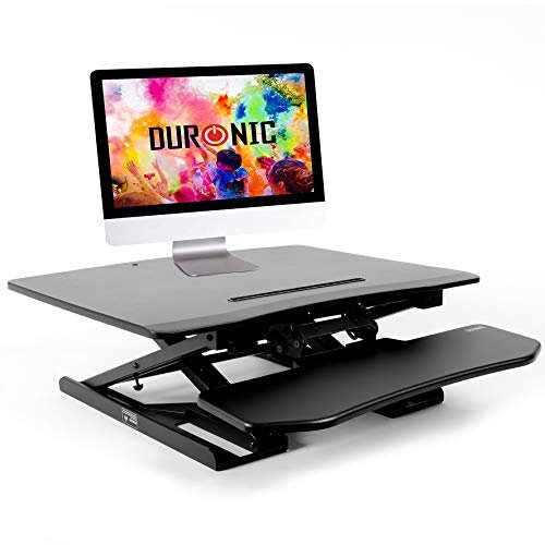 Duronic DM05D6 Computertisch | Workstation 80 x 62 cm mit Tastaturablage | Schreibtischaufsatz höhenverstellbar 13 bis 43 cm | Stehpult für 2 Monitore und Tablet | Sitz-Steh Schreibtisch bis 15 kg