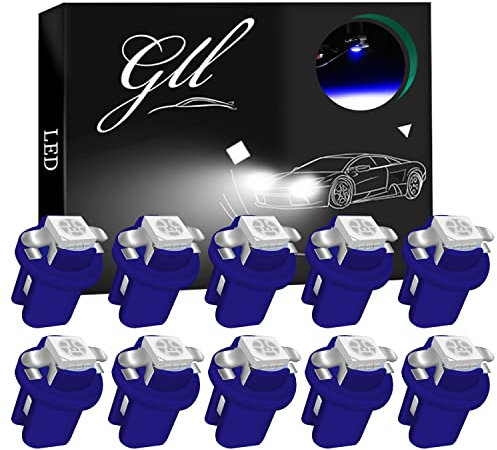 GLL Grandview 10pcs LED T5 Bleu Ampoules LED B8.5 Tableau de Bord Ampoules 1-5050-SMD pour Voiture Tableau de Bord Compteur de Vitesse Instrument Gauge Cluster Voyant