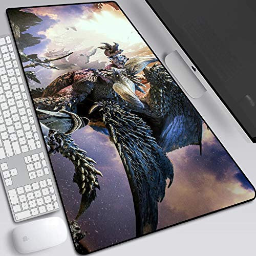 Mauspad Monster Hunter 900X400mm Mauspad, Speed Gaming Mousepad, Extended XXL großes Mousemat mit 3mm starker Basis, für Notebooks, PC, G