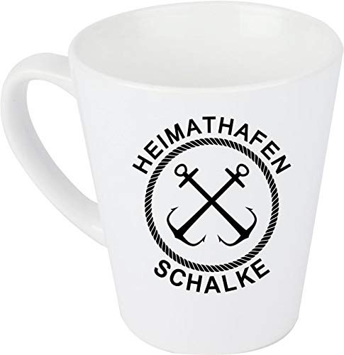 Shirtinstyle Kaffeepott Latte Tasse, Heimathafen Schalke Anker, Weiß