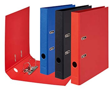 Original Falken 10er Pack Vegan-Ordner Pure Color. 5 cm breit DIN A4 farbig sortiert (rot, blau, schwarz) Aktenordner Briefordner Büroordner Pappordner Schlitzordner