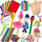 Kit de fournitures de bricolage pour enfants comprenant des cuillères en bois, des cure-pipes, des pompons à paillettes, des boutons et des strass pour les activités artistiques des enfants