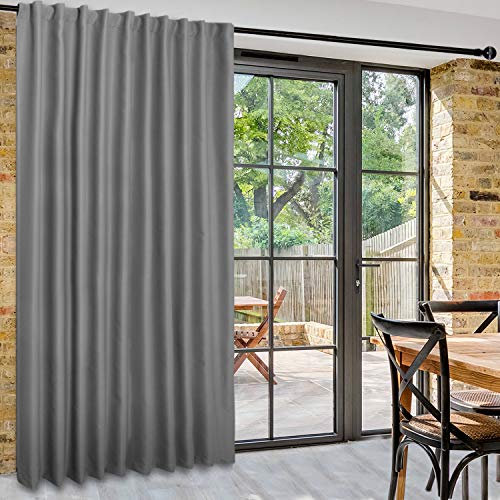 DWCN Patio Sliding Door Curtains - Extra Wide Curtains for Glass Door, Privacy Room Divider Blackout Thermal Curtain Panel with Back Tab & Rod Pocket for Bedroom Partition, 80 x 84 Inches, Light Grey