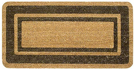 emmevi Fußmatte Kokos, groß, 60 x 120 cm, elegant, robust, rutschfest, Modell: Kokos mit Rand, 60 x 120 cm, Braun
