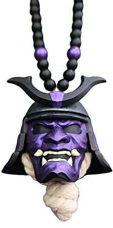 Tixiyu Auto Anhänger mit Samurai Hannya Japanischer Oni-Helm, Auto Rückspiegel Charm, Mini Schlüsselanhänger Rucksack Anhänger, Mode Anhänger Auto Dekoration