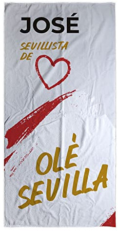 Toallas Sevilla. Toallas Personalizadas. Toallas de Futbol con Nombre. Toalla Playa Personalizada. Regalos Personalizados con Nombre. Varios diseños y tamaños.