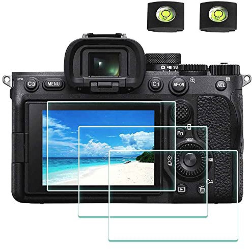 ULBTER Protecteurs D'écran pour Sony A7 IV Alpha 7 IV A7IV 7IV Verre trempé et Hot Shoe Cover 0,3 mm Dureté 9H - Lot de 3 + 2