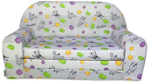 FORTISLINE – Kindersofa Mini ausklappbar 40x78x45cm - Kindersofa für Kinder 2in1 - Kindercouch ausklappbar - Schlafcouch aus Schaumstoff - Abnehmbarer Bezug - Viele Motive