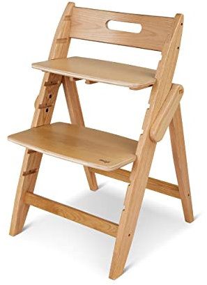 Hochstuhl YIPPY von Moji - Baby- & Kinder-Hochstuhl - klappbarer Hochstuhl aus Holz - verstellbare Sitz- & Fußbretter - schnelle & einfache Montage ohne Werkzeug - Trunk Edition (oak)