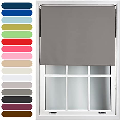 FURNISHED Roller Blinds Thermal Blackout Roller Blind - Trimmable Insulated UV Protection Child Safe Easy Fit Home Office Window Blinds, Dark Grey, 125W x 165H cm