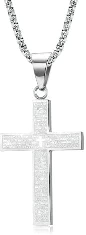 MERTTURM Kreuz Halskette für Herren, Schmuck Edelstahl, Kreuz Anhänger mit 60cm Kette, Farbe Silber(lichtecht & schweißfest)