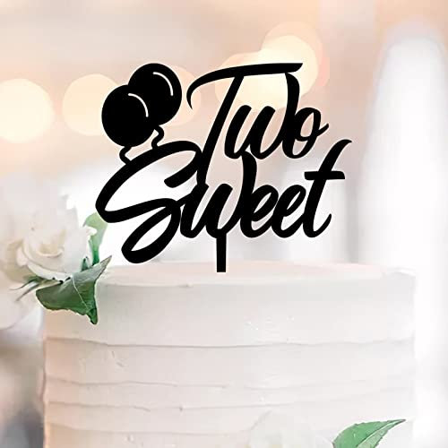 Sweet Two Cake Topper Two Happy Birthday Cake Topper Acryl schwarz 2 Years Old Happy Birthday Cake Decorations Customize Name Any Age Number Anniversary Birthday Gifts For Family Friends
