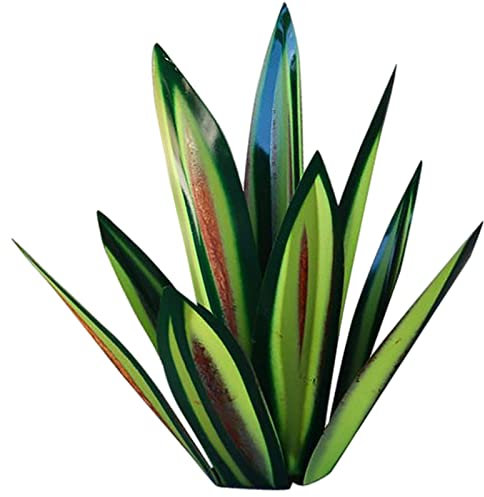 Samnuerly 65 cm Groß Tequila Rustikale Skulptur Tequila Rustikale Skulptur 9 Blätter Metall Agave Pflanze Garten Pflanze Ornament Eisenkunst Pflanze Wohnkultur (Green), ID0121